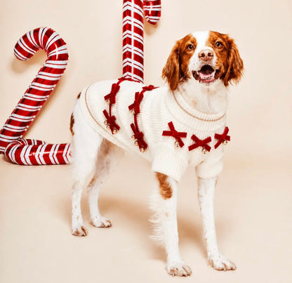 Red Ribbon Jingle Bells Dog Sweater