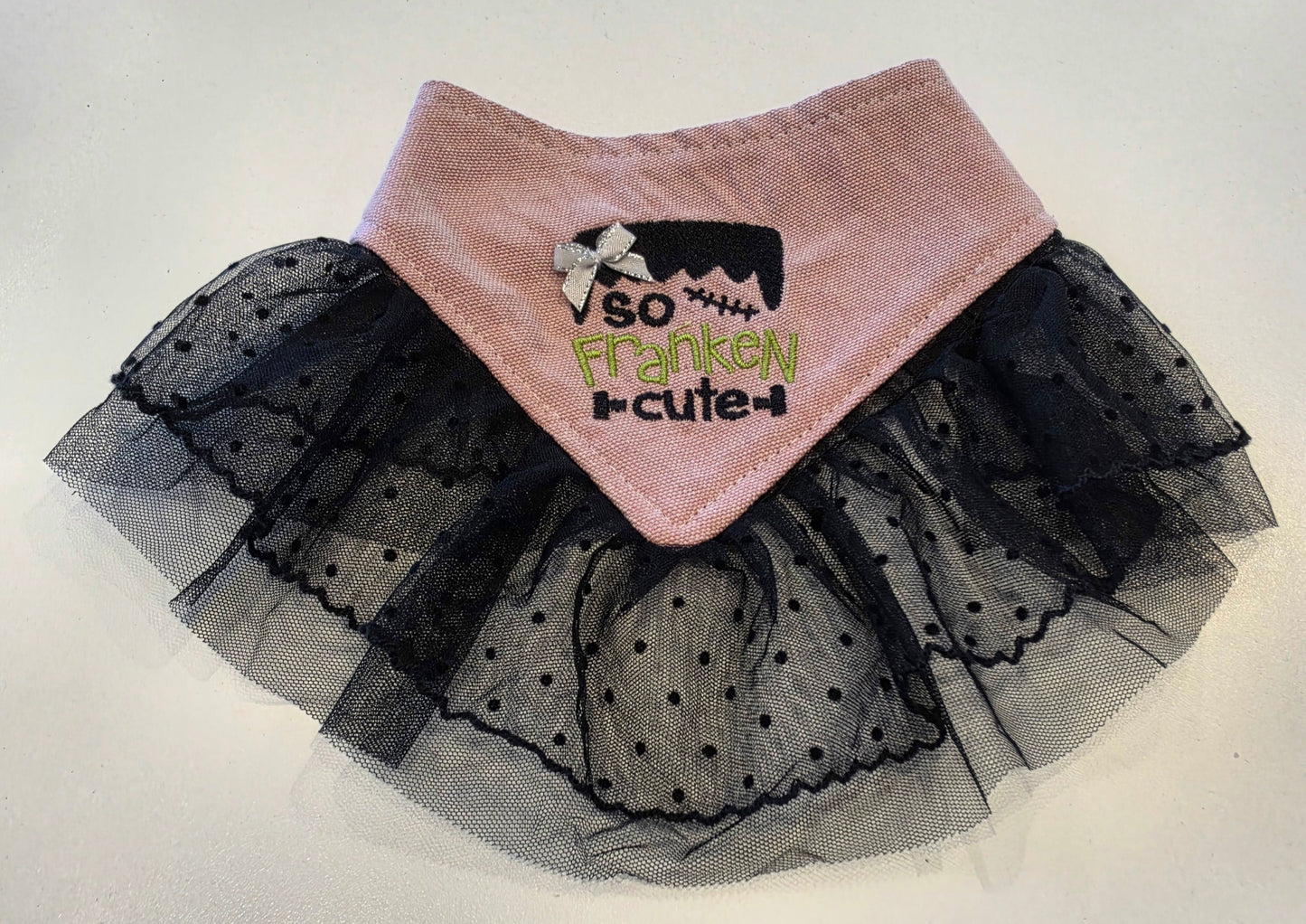 So Franken Cute Snap-On Dog Bandana with Tulle