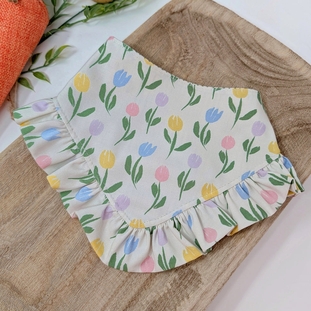 Green Stripe Easter Bunny with Ruffle Dog Bandana