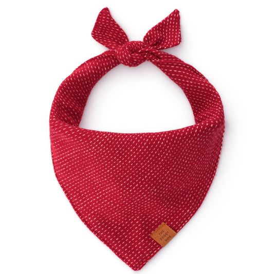 Berry Stitch Flannel Holiday Dog Bandana