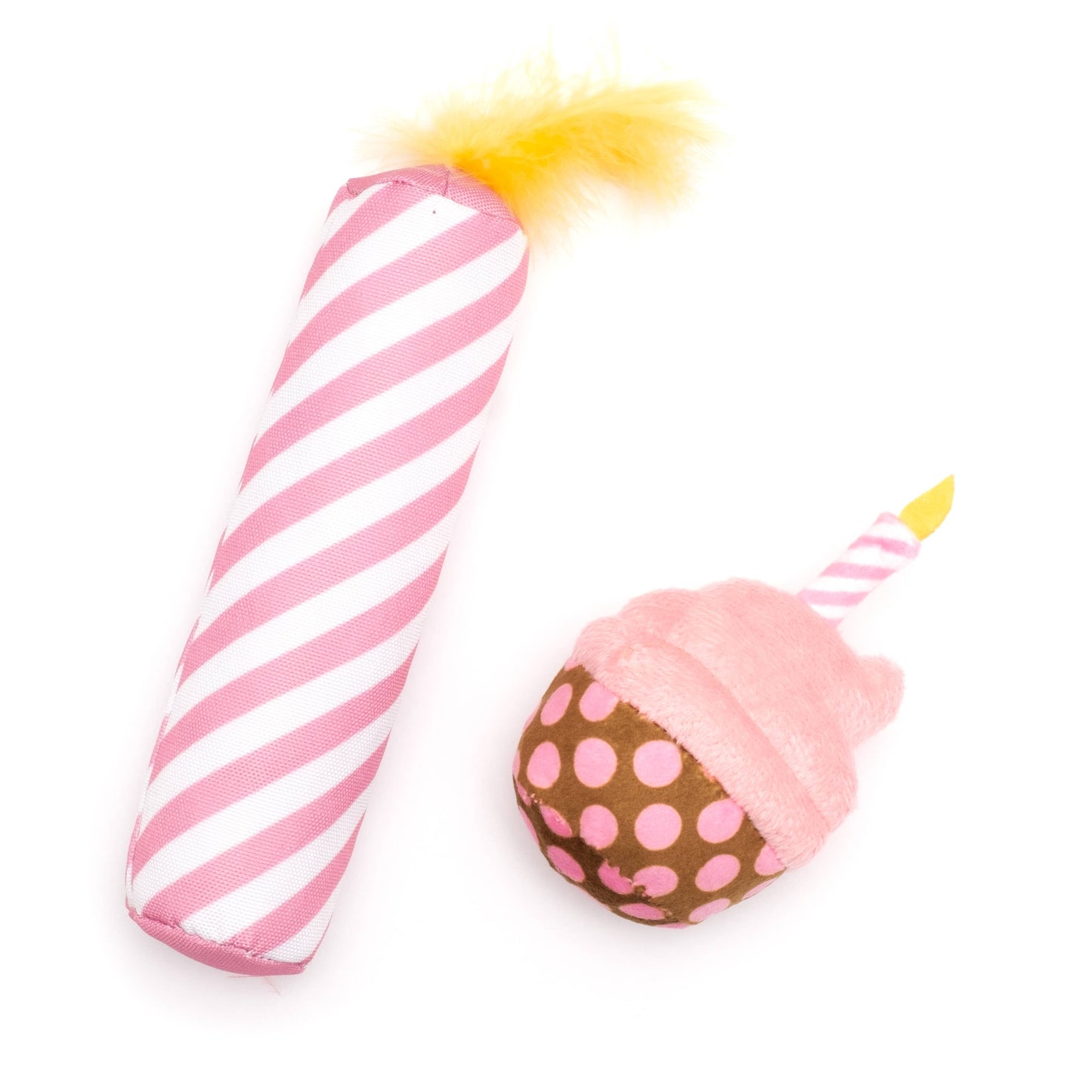 Birthday Cupcake & Candle Dog Toy Set - Pink