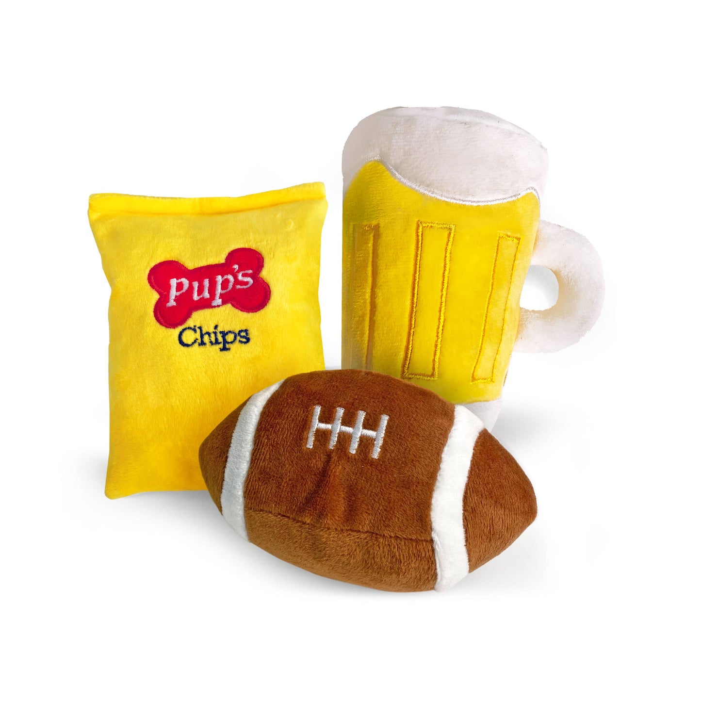 TONBO Football Combo - Crinkle Plush Dog Toys, 3 Pieces