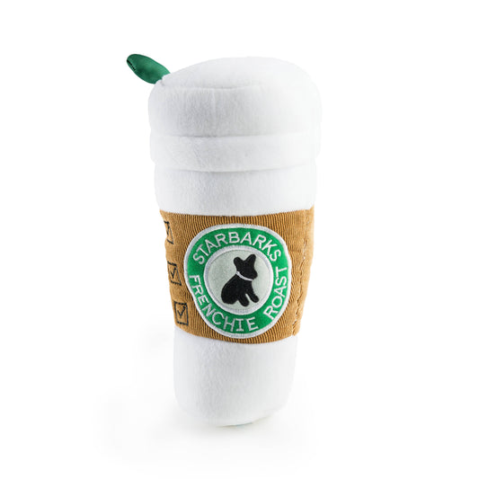 Juguete para perros con chirrido y taza de café con tapa de Starbarks