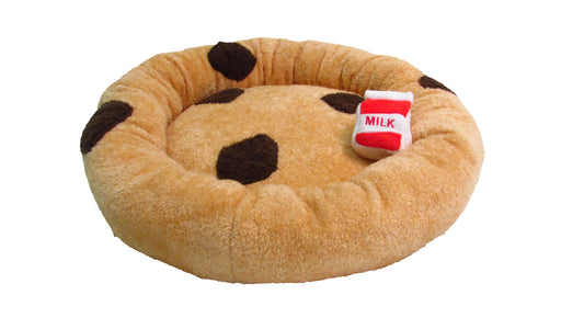 Chocolate Chip Cookie Pet Bed and Milk Toy