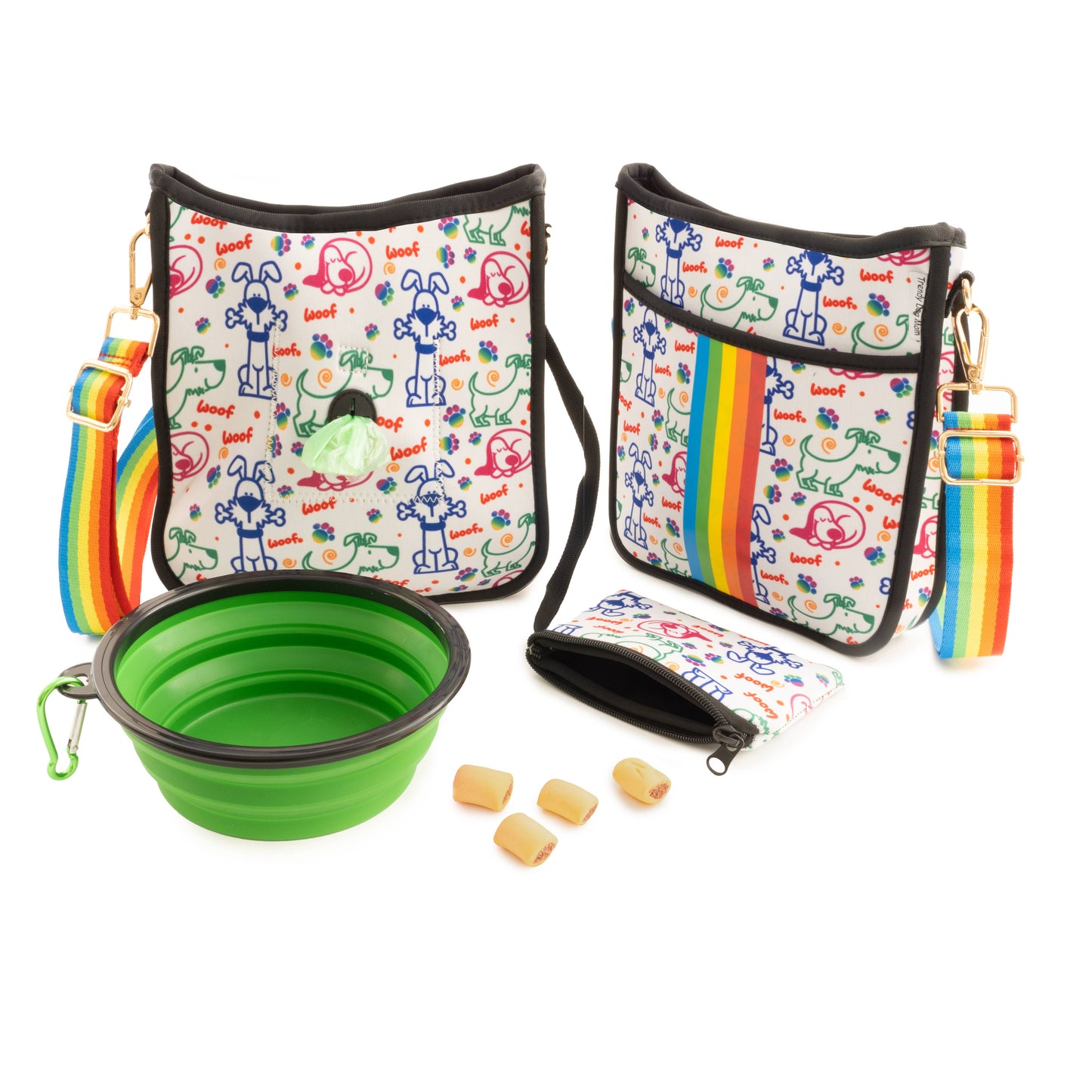 Rainbow Dog Walking Messenger Bag Set