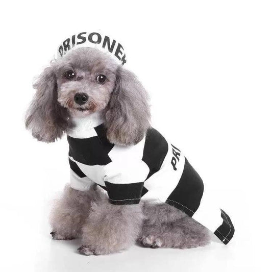 Disfraz de uniforme para perro, prisionero, estilo retro a rayas de Pet Life