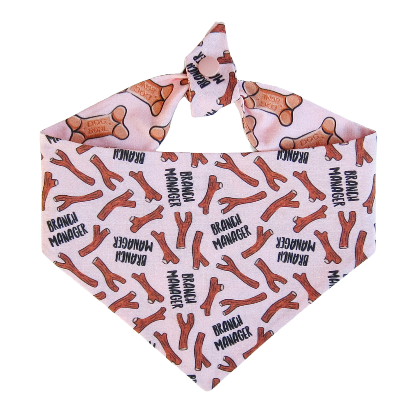 Bandana reversible para perros con lazo en color rosa de gerente de sucursal