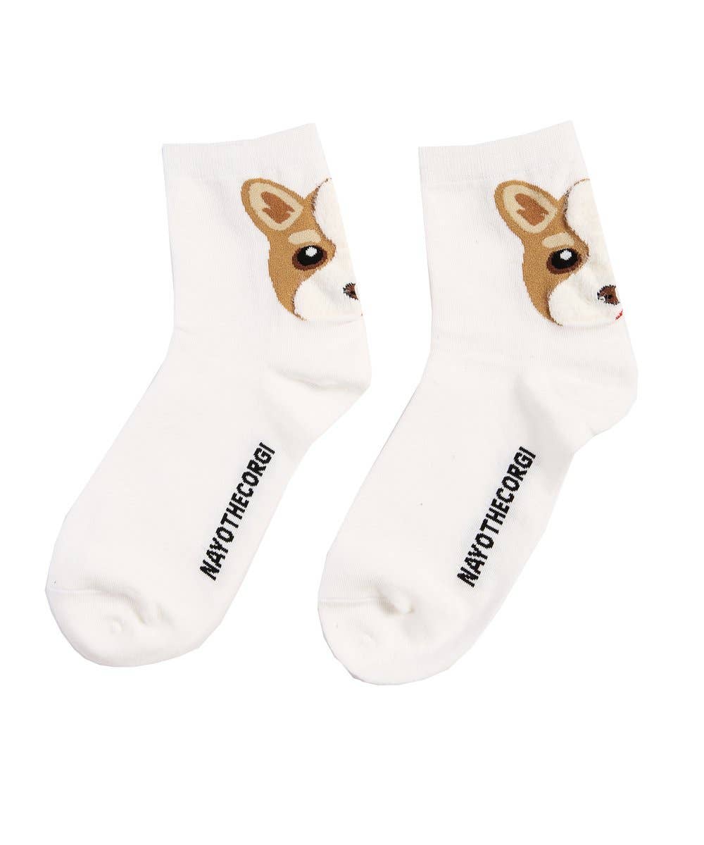 Corgi Portrait on Heel Socks