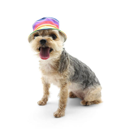 Sombrero de pescador para perro arcoiris