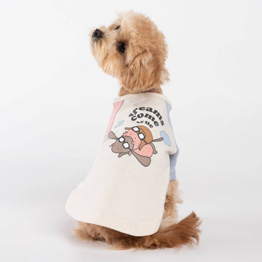 Contrasting Color Raglan Dog Shirt