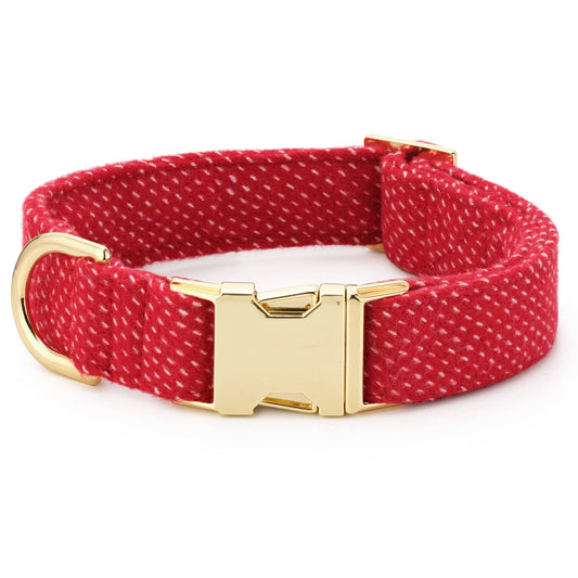 Berry Stitch Flannel Holiday Dog Collar