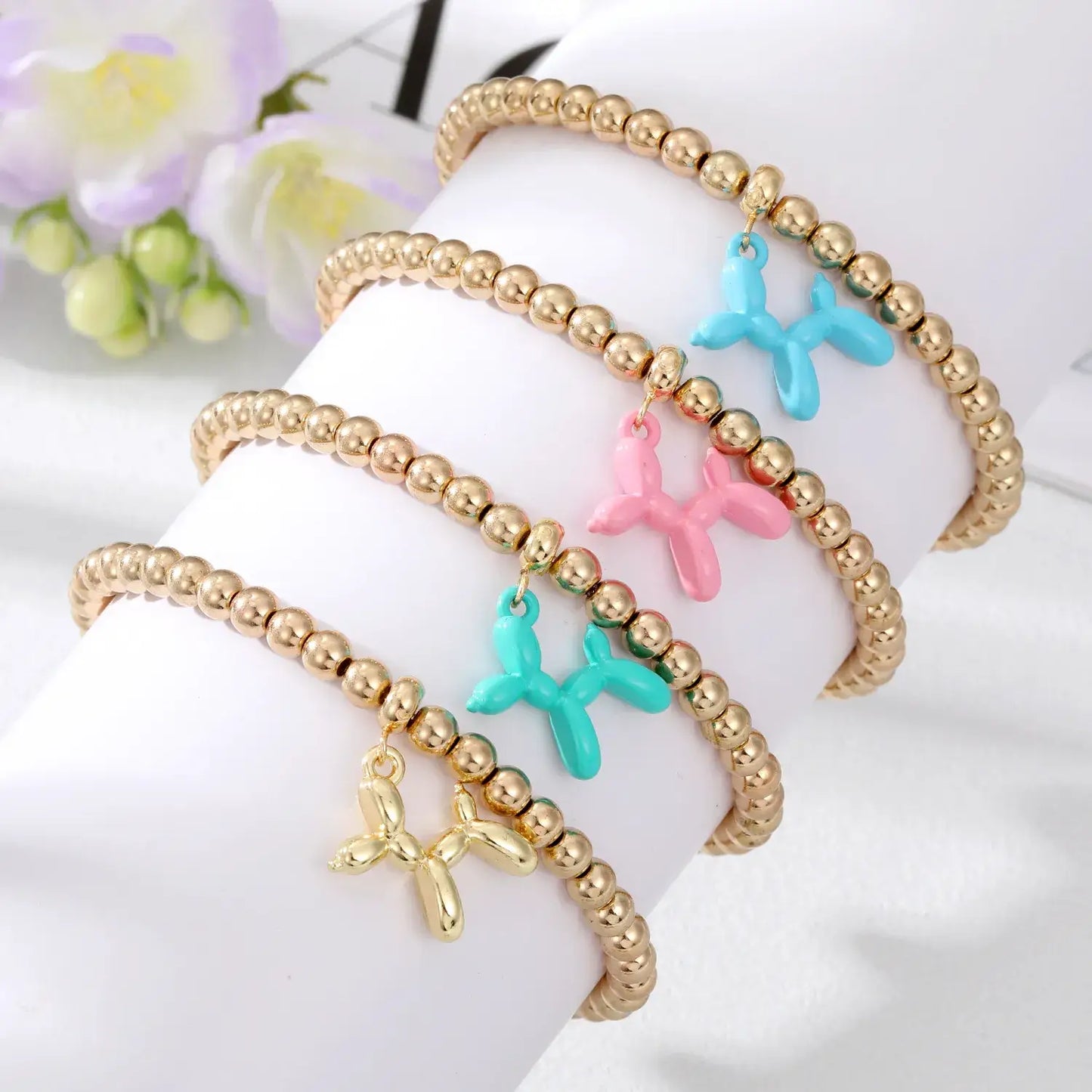 Artz Dog Gold Bead Stretch Bracelet