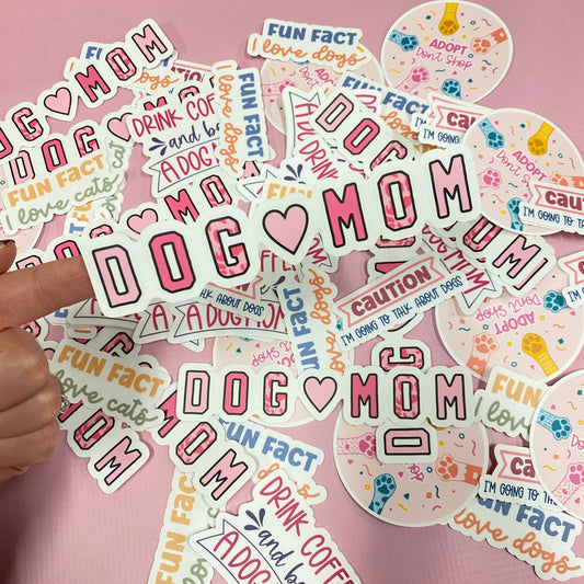 Dog Mom Pink Leopard Die Cut Sticker