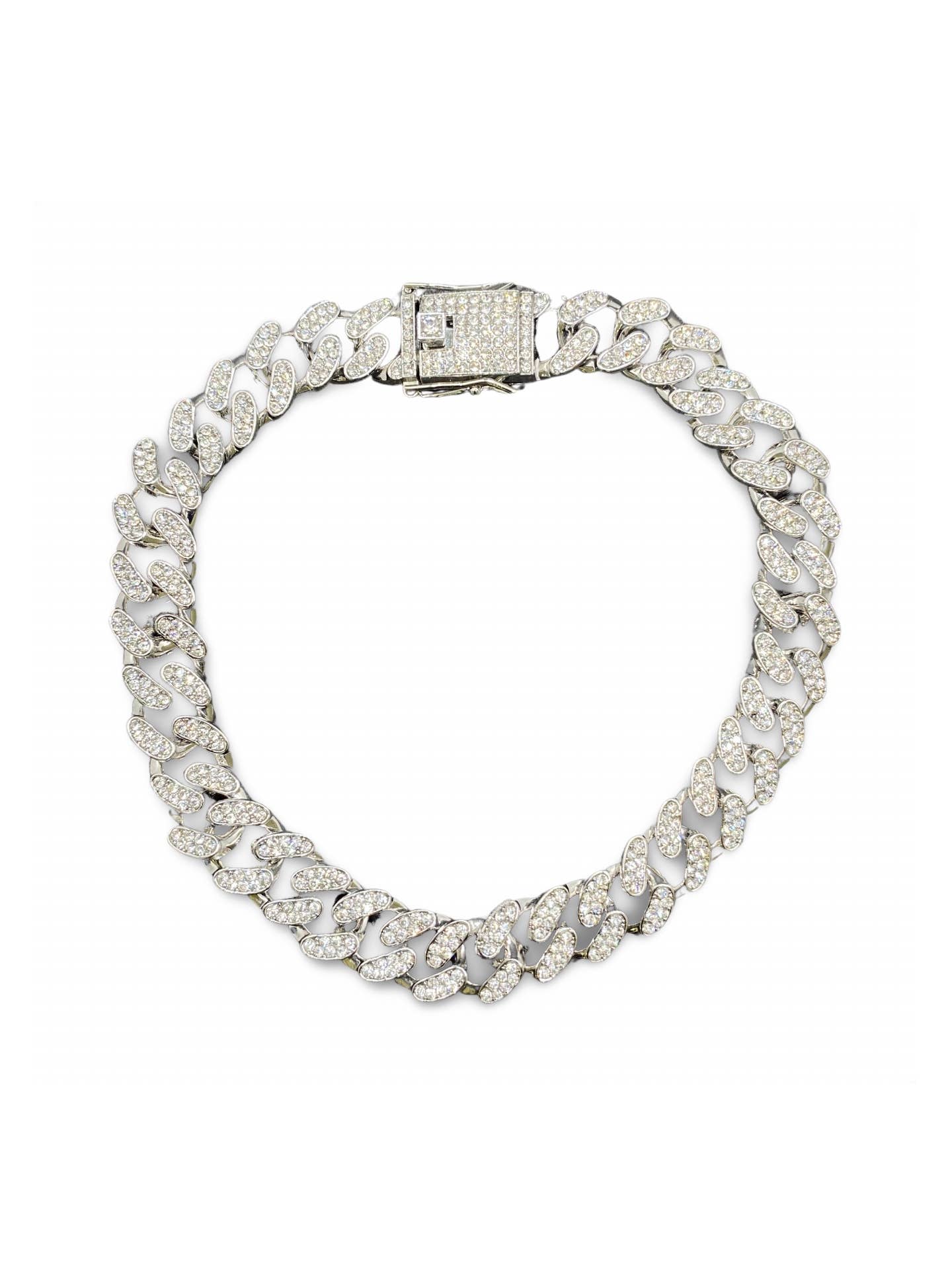 Silver Diamond Cuban Dog Collar