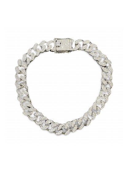 Silver Diamond Cuban Dog Collar