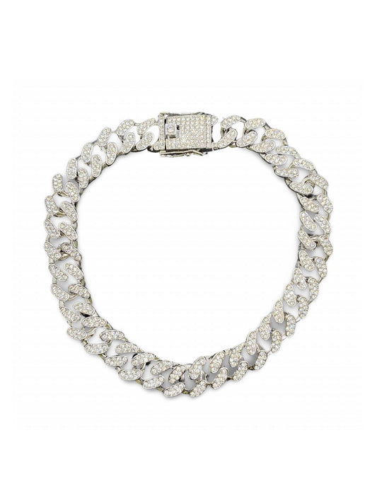 Silver Diamond Cuban Dog Collar
