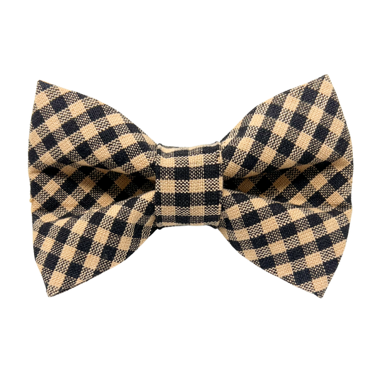 Black and Tan Check Dog Bow Tie