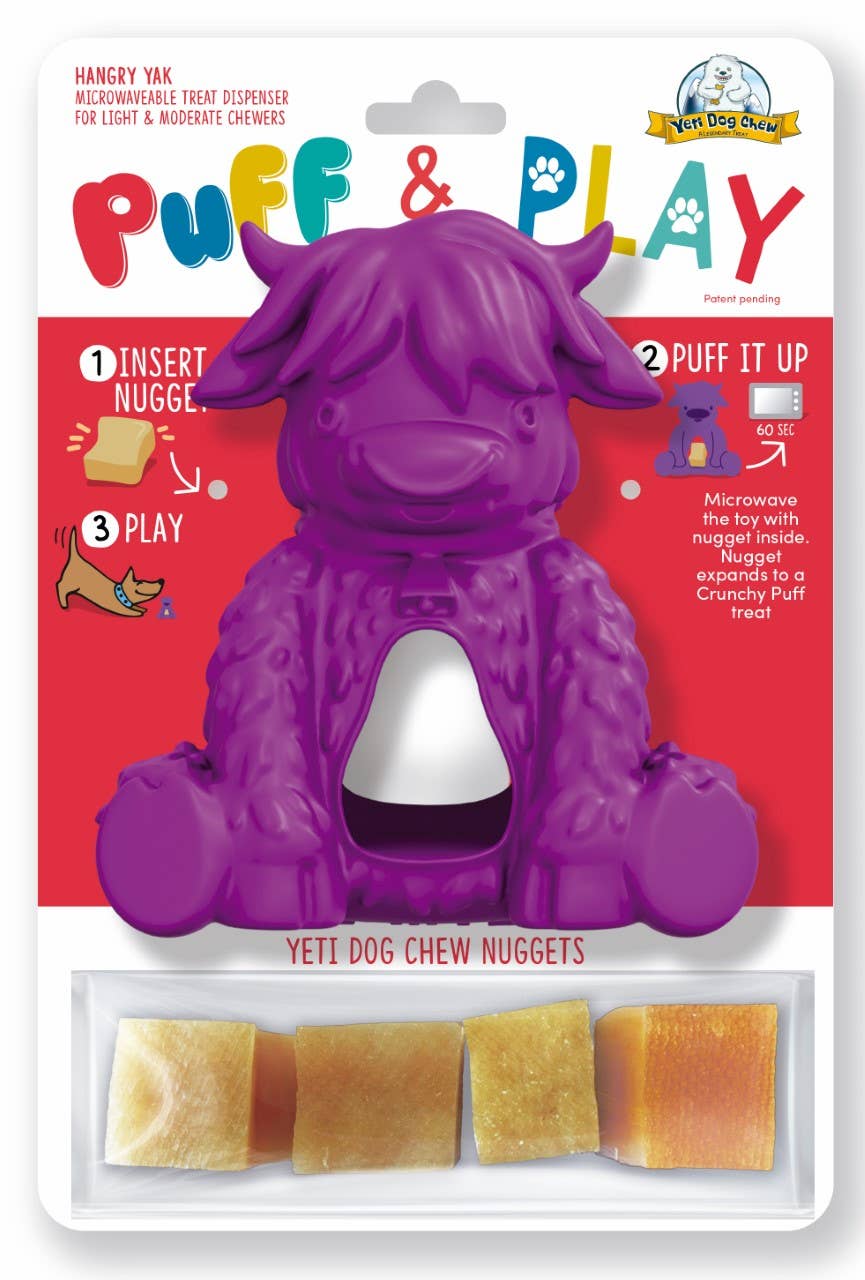 Yak Puff and Play Dog Chew Toy Treat Dispenser