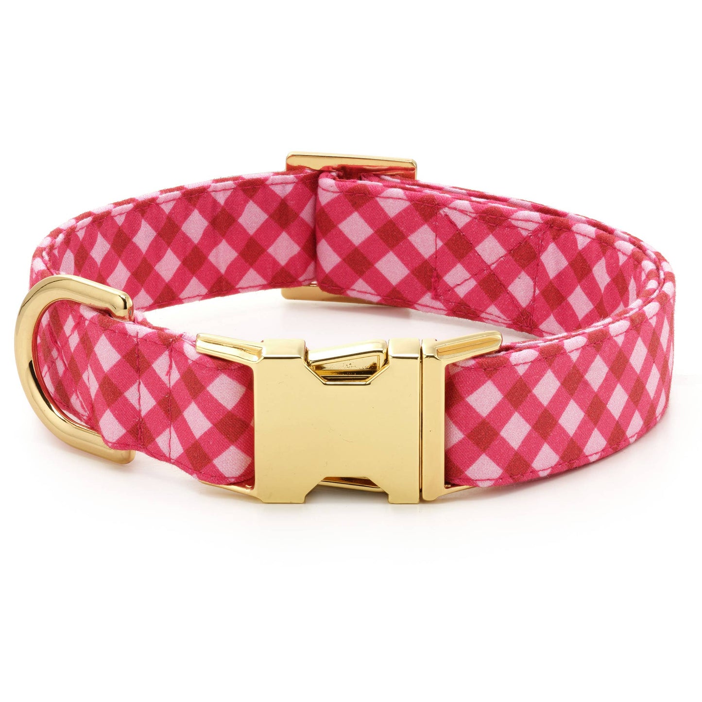 Collar para perro con cuadros escoceses de frambuesa para el día de San Valentín