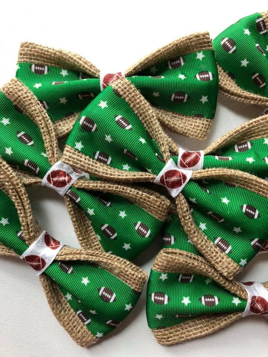 Football Green Dog Bow Tie