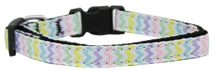 Spring Chevron Nylon Ribbon Dog Collar