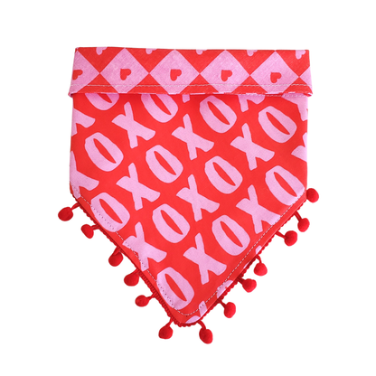 Red & Pink XOXO - Reversible Dog Collar Bandana