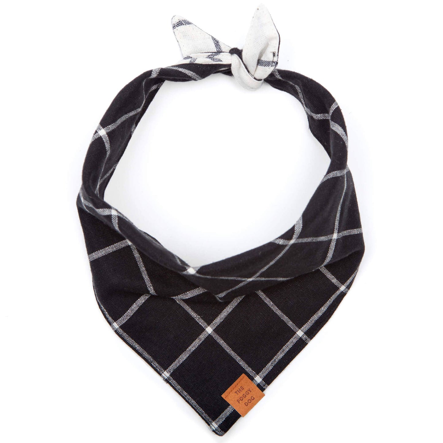 Windowpane Check Black Dog Bandana (Reversible)