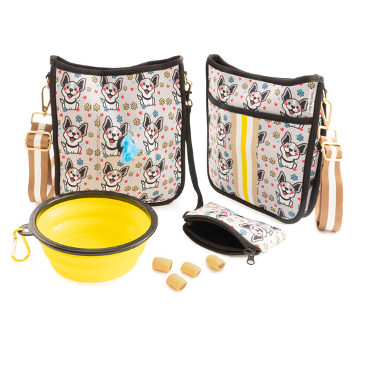 Corgi-licious Dog Walking Messenger Bag Set