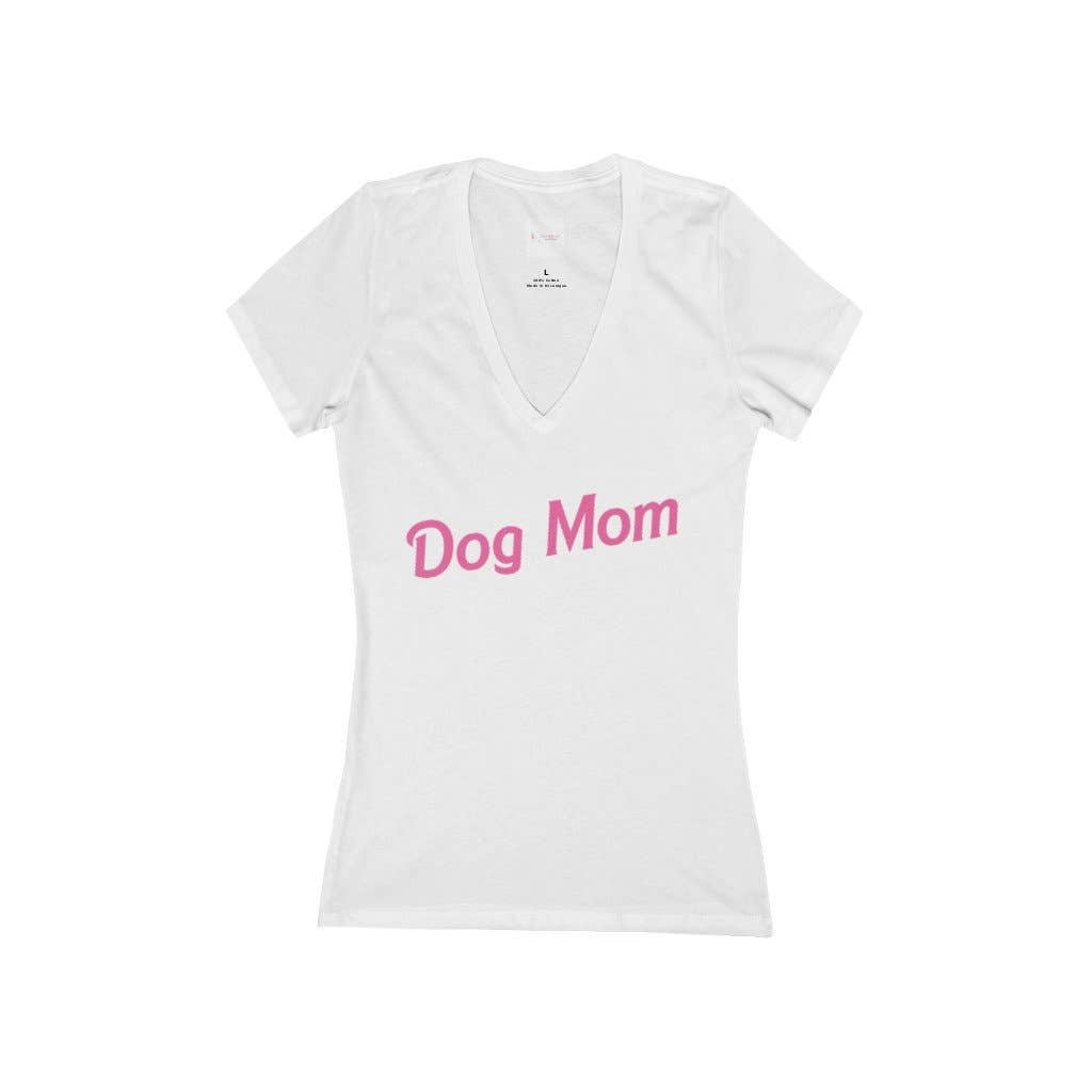 Camiseta de mujer con escote en V profundo y manga corta de Dog Mom