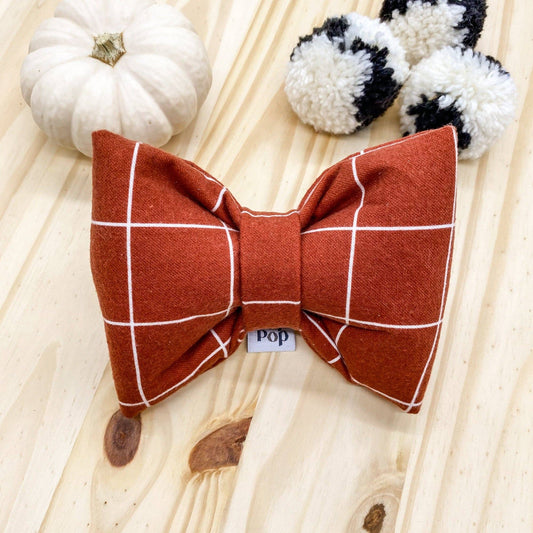 Big Puppa Dog Bow Tie - Vintage Rust Plaid